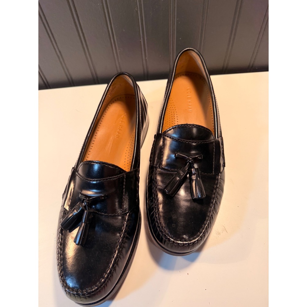 Cole Haan Pinch Tassel Loafers Mens 10.5 D Black Leather Dress Shoes 03506